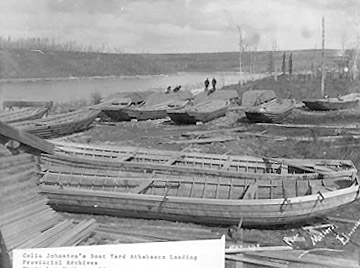 Colin Johnston's boatyard at Athabasca Landing