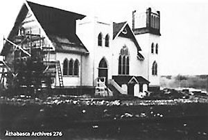 The United Church being built