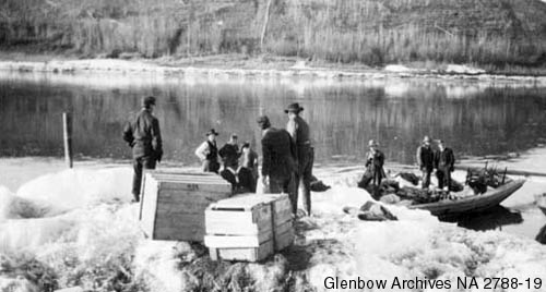  Loading Scows, Athabasca Landing, 1912.