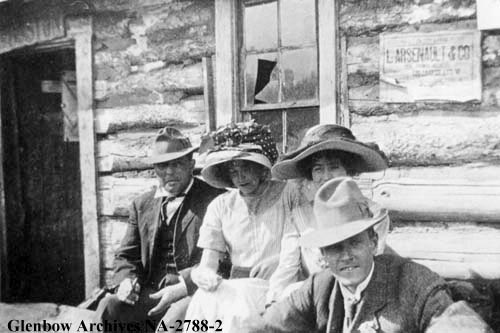  Group at stopping house enroute from Edmonton to Athabasca Landing, Alberta, June 23, 1911