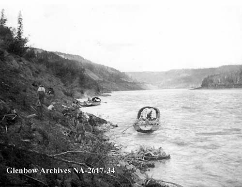 Tracking up the rapids, Athabasca River.