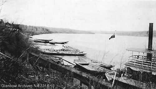  Hudson's Bay Company scows, Athabasca Landing, Alberta. 1913-1919