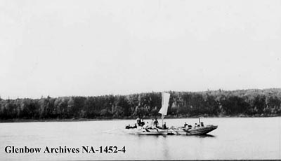 Trappers boat, Athabasca River, Alberta.